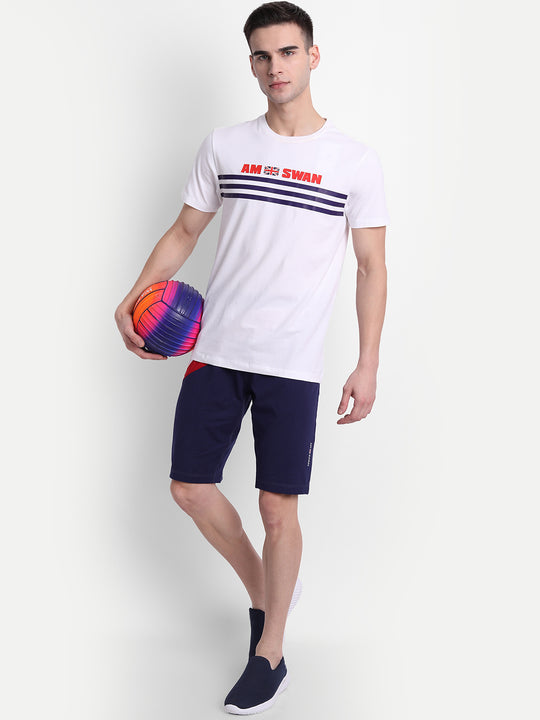 MENS COTTON RICH LYCRA GRAPHIC HALF SLEEVE CREW NECK T-SHIRTS