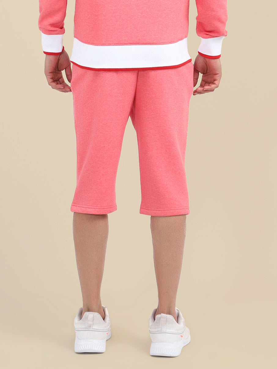 Mens Pink Cotton Fleece Pink Winter Shorts
