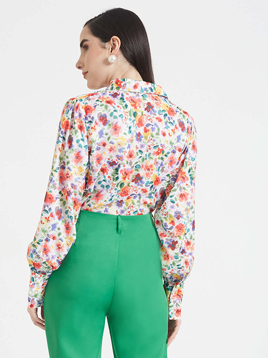 Premium Micro Digital Print Puff Sleeve Shirt