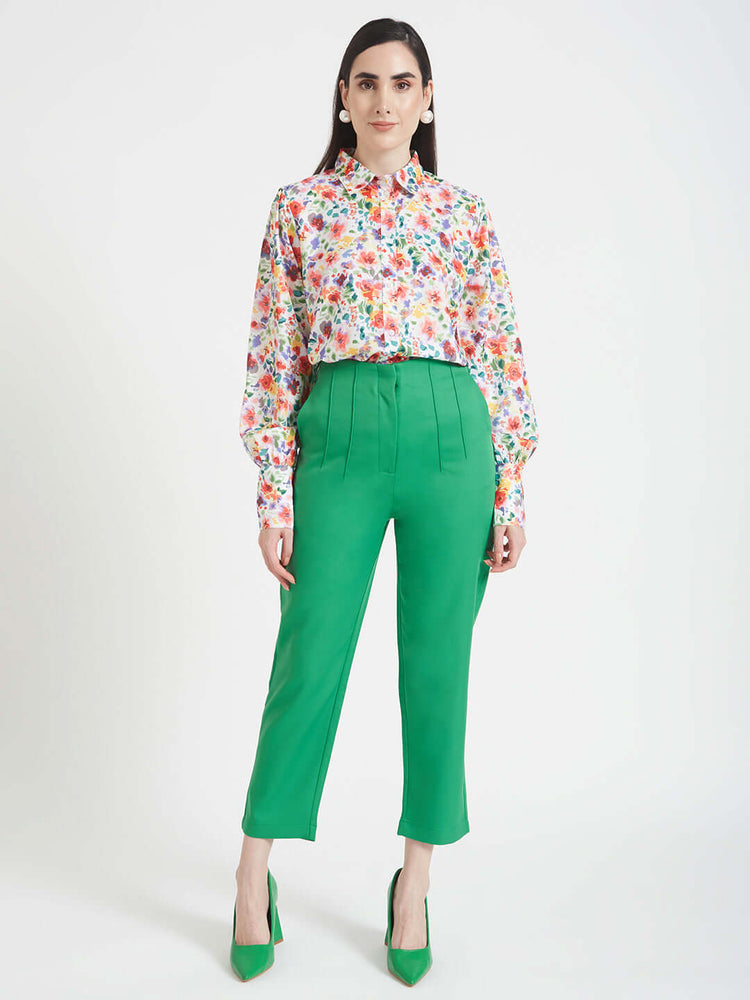 Premium Micro Digital Print Puff Sleeve Shirt