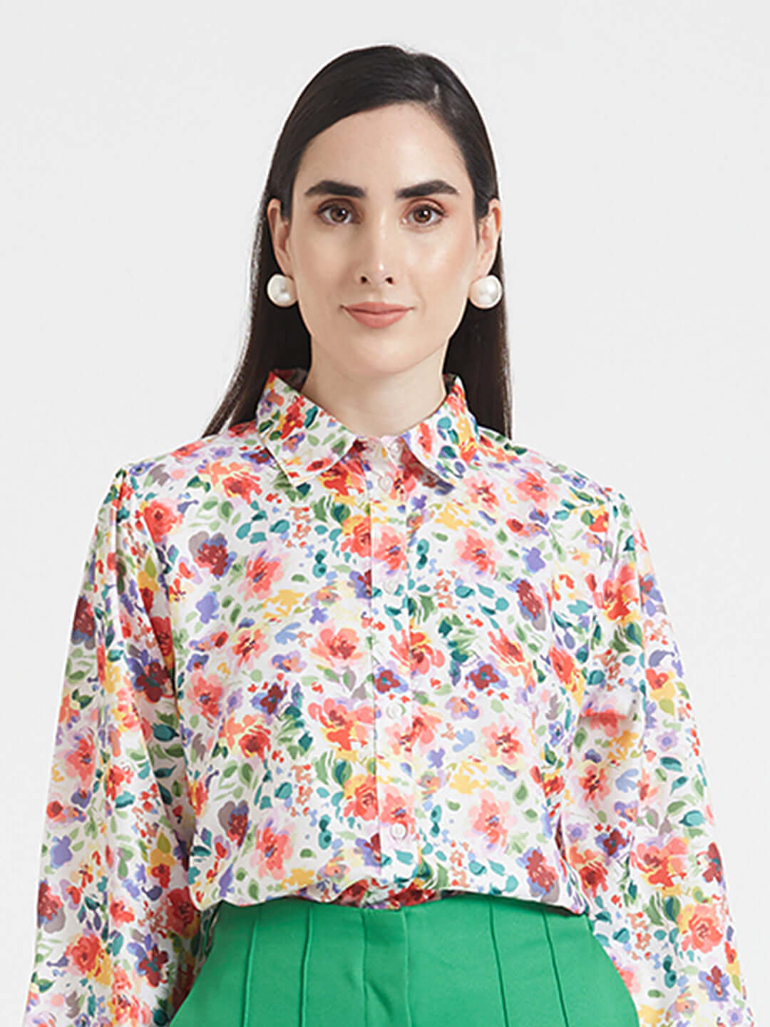 Premium Micro Digital Print Puff Sleeve Shirt