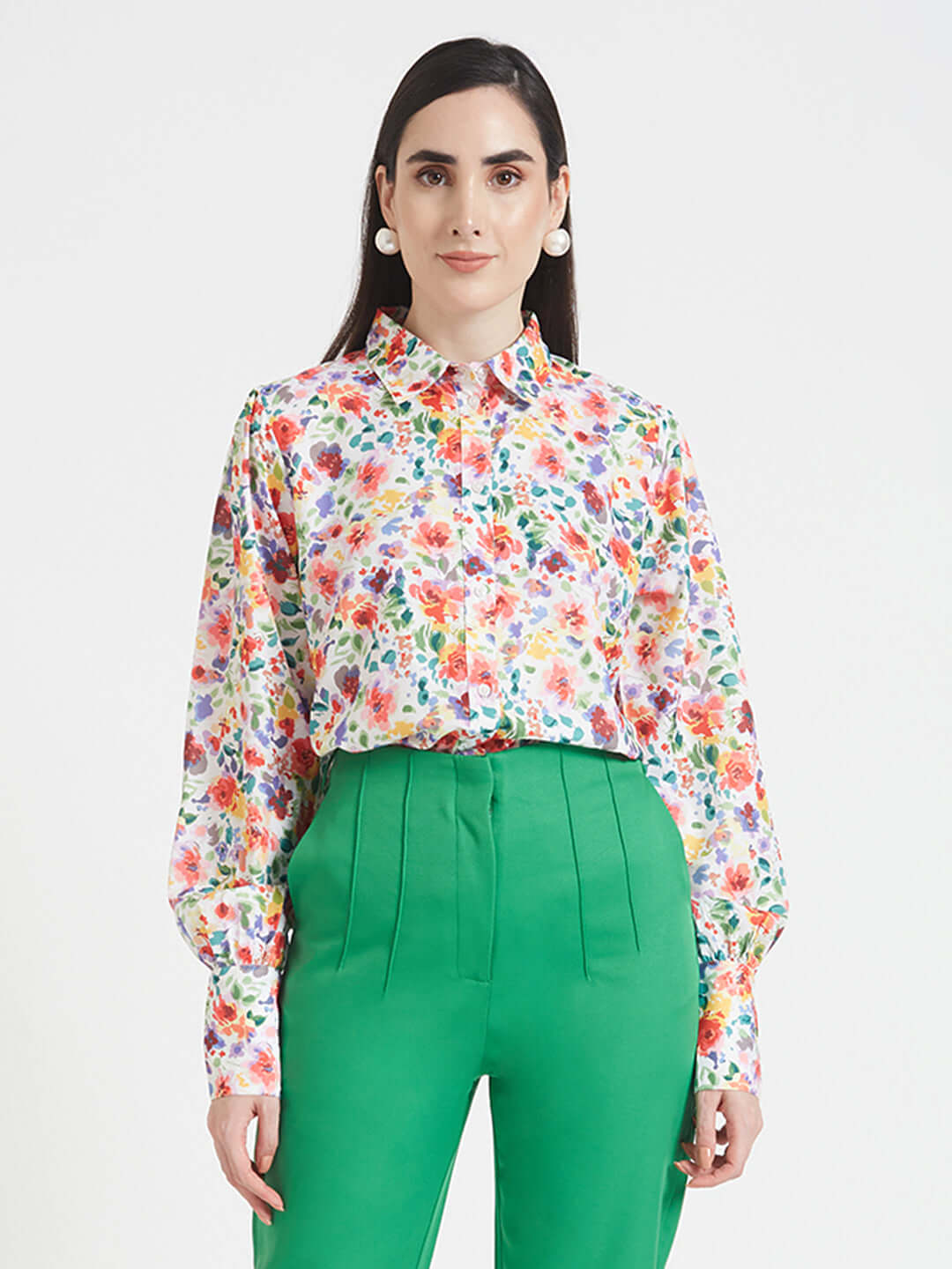 Premium Micro Digital Print Puff Sleeve Shirt