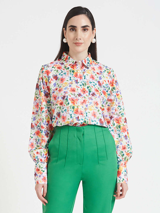 Premium Micro Digital Print Puff Sleeve Shirt