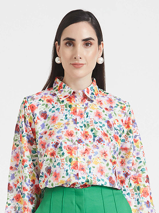 Premium Micro Digital Print Puff Sleeve Shirt