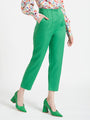 Women'S Luxury Banana Crepe Island Green Skin Fit Multi Pleated Trouser
