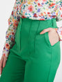 Women'S Luxury Banana Crepe Island Green Skin Fit Multi Pleated Trouser