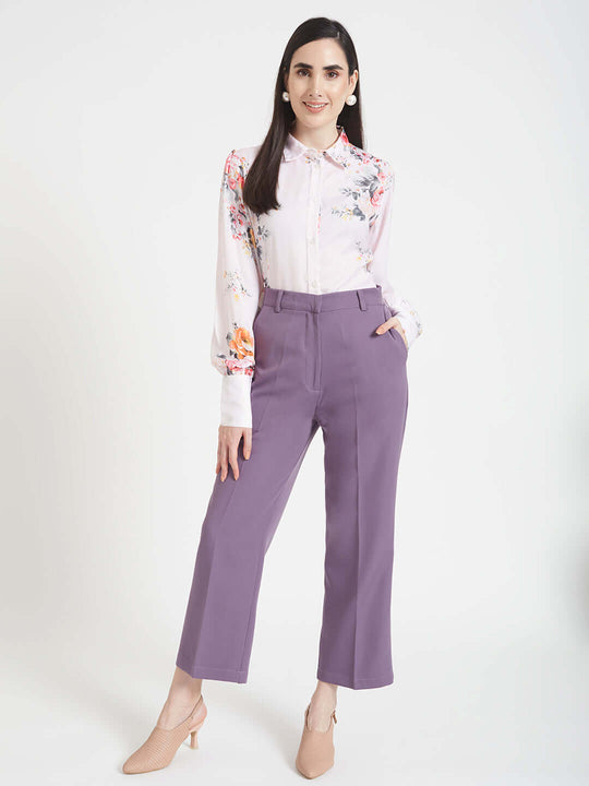 Luxury Satin Digital Print Puff Sleeve Shirt