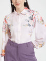 Luxury Satin Digital Print Puff Sleeve Shirt