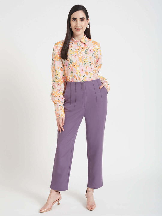 Luxury Cambric Digital Print Puff Sleeve Shirt