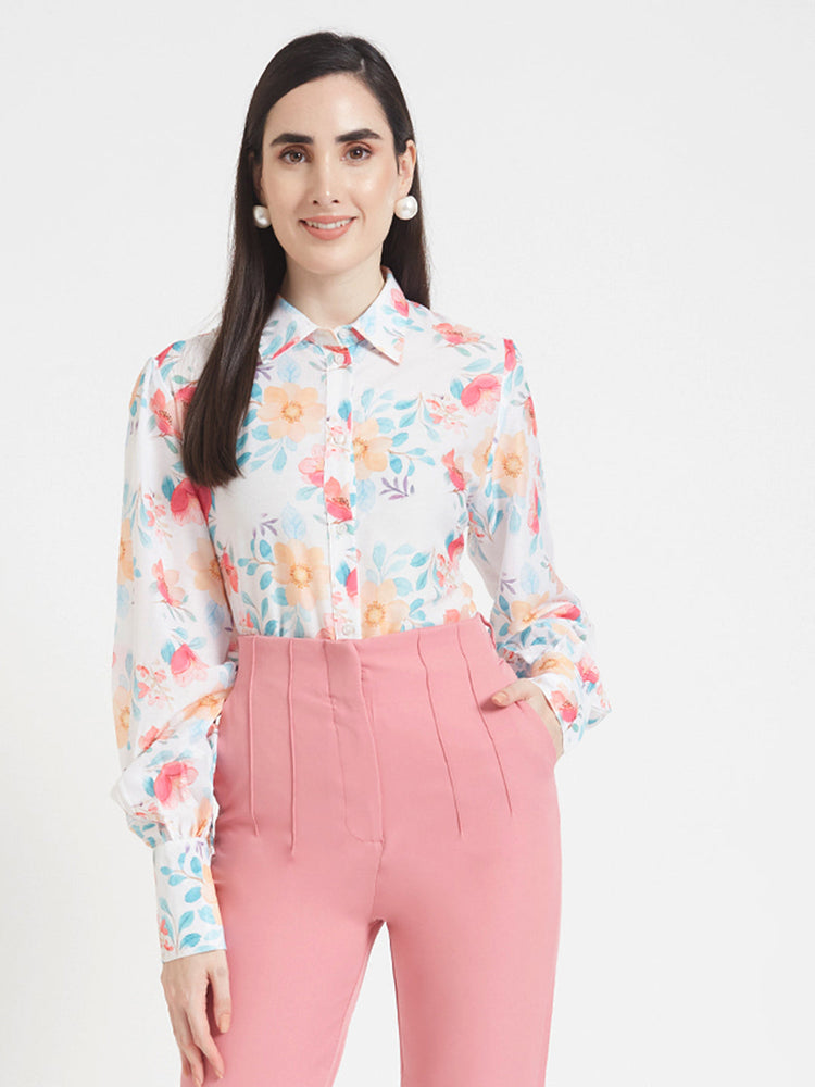 Premium Muslin Digital Print Puff Sleeve Shirt