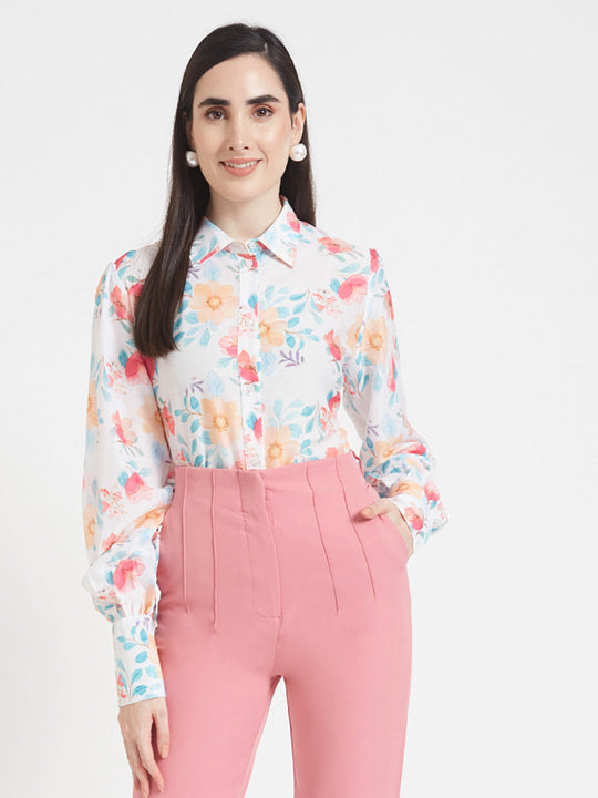 Premium Muslin Digital Print Puff Sleeve Shirt