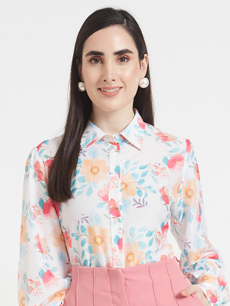 Premium Muslin Digital Print Puff Sleeve Shirt