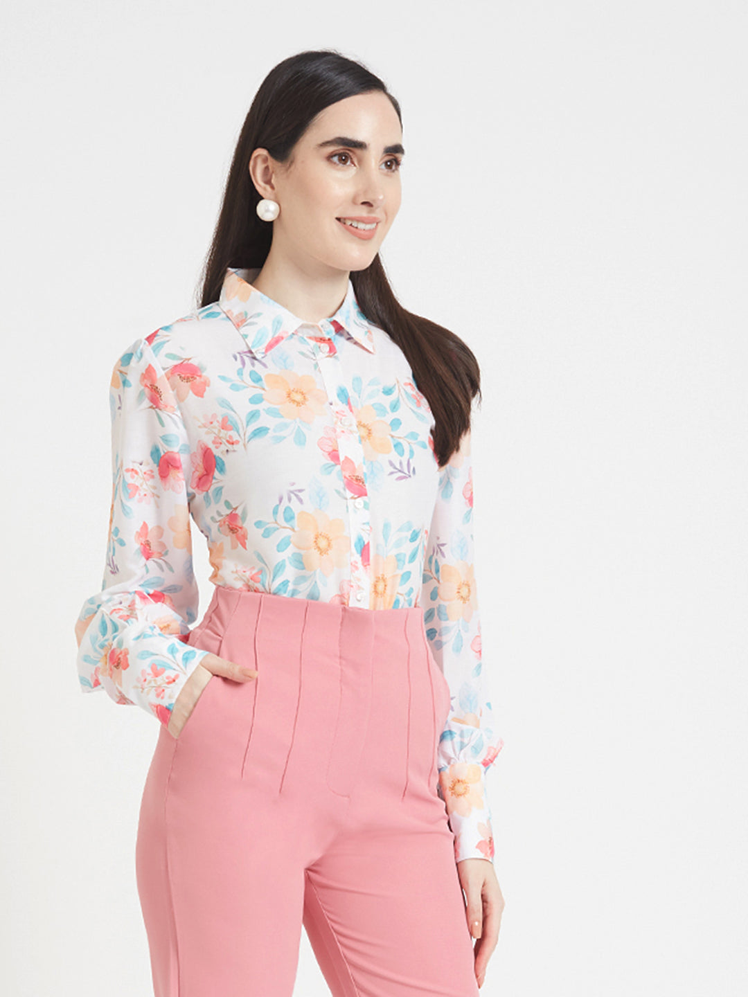 Premium Muslin Digital Print Puff Sleeve Shirt