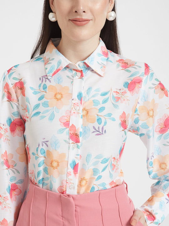 Premium Muslin Digital Print Puff Sleeve Shirt