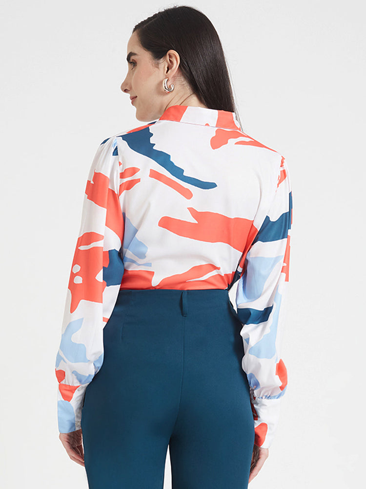 Premium American Crepe Digital Print Puff Sleeve Shirt