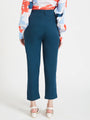 Women'S Luxury Banana Crepe Deep Teal Skin Fit Multi Pleated Trouser