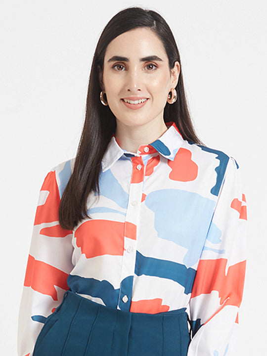 Premium American Crepe Digital Print Puff Sleeve Shirt