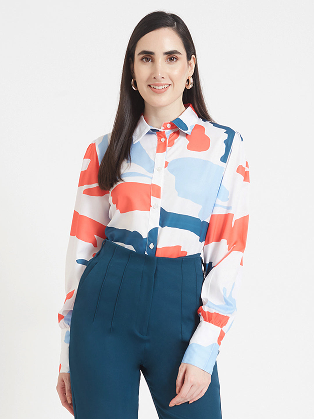 Premium American Crepe Digital Print Puff Sleeve Shirt