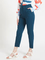 Women'S Luxury Banana Crepe Deep Teal Skin Fit Multi Pleated Trouser