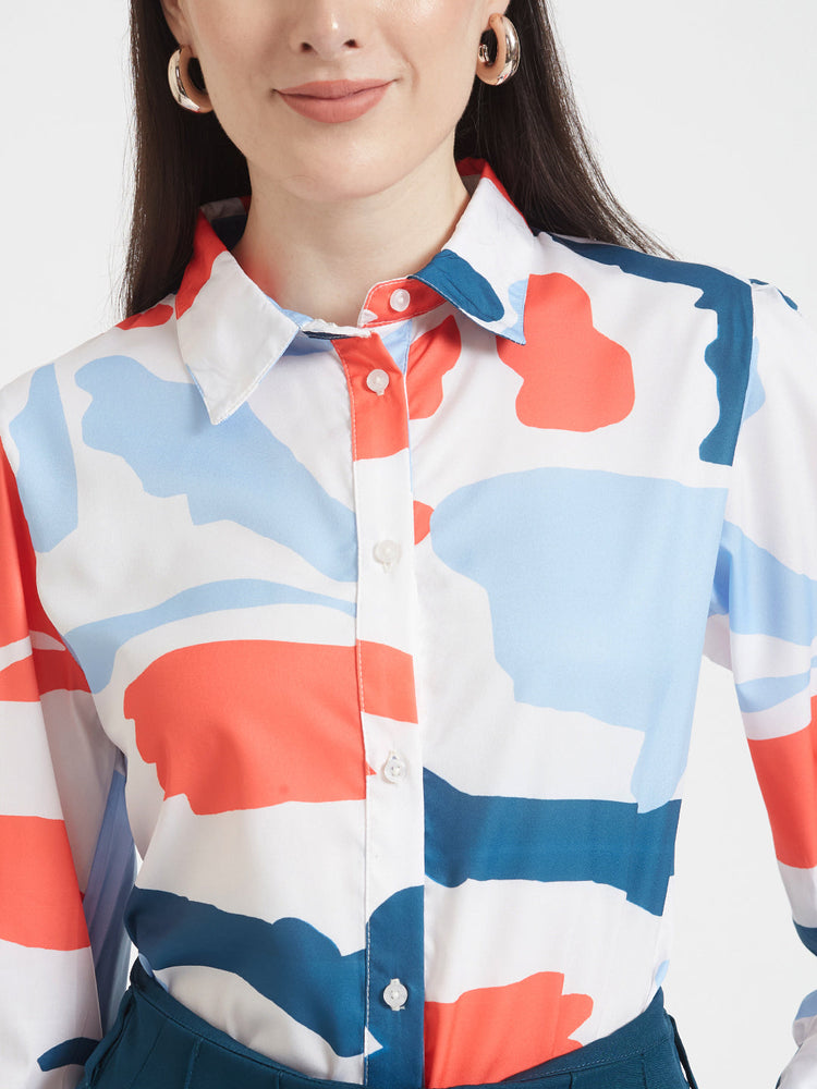 Premium American Crepe Digital Print Puff Sleeve Shirt