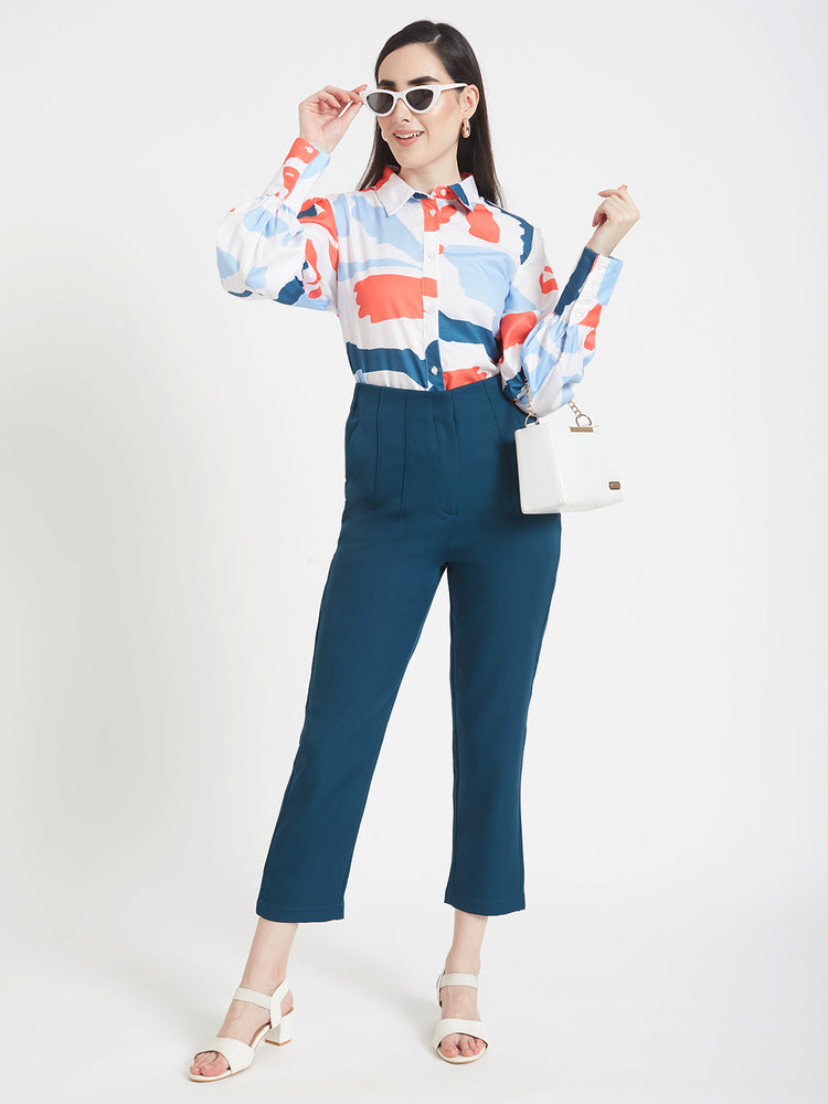 Premium American Crepe Digital Print Puff Sleeve Shirt