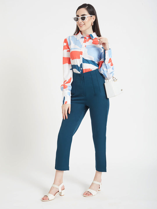 Premium American Crepe Digital Print Puff Sleeve Shirt