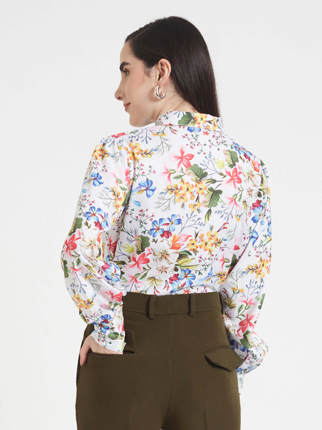 Premium Micro Digital Print Puff Sleeve Shirt