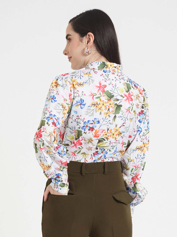 Premium Micro Digital Print Puff Sleeve Shirt