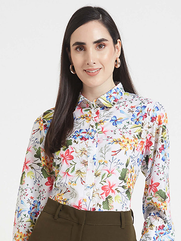 Premium Micro Digital Print Puff Sleeve Shirt