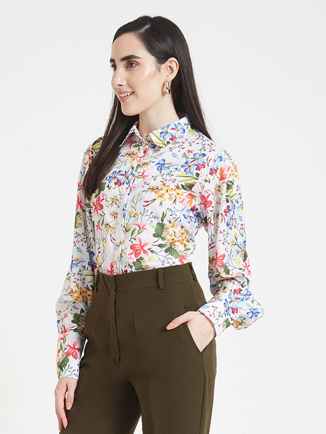 Premium Micro Digital Print Puff Sleeve Shirt