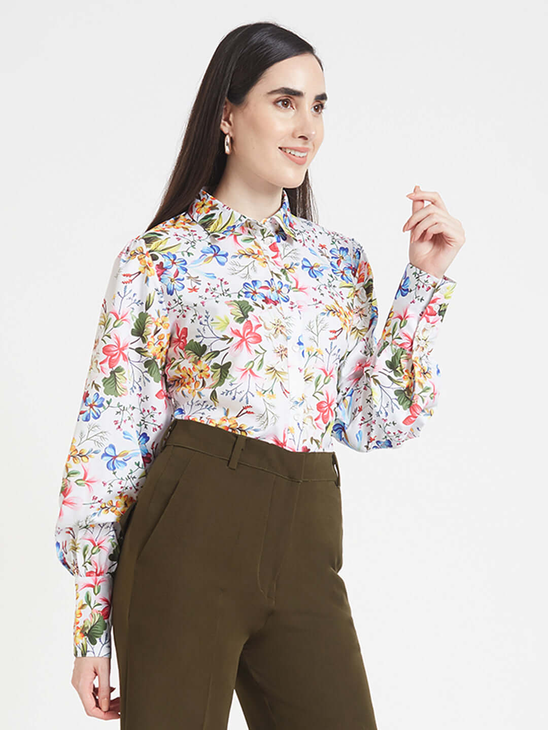 Premium Micro Digital Print Puff Sleeve Shirt