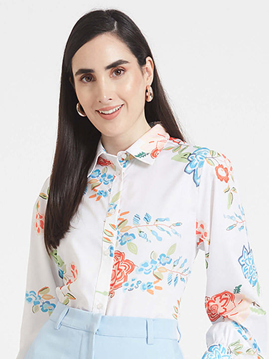 Premium Micro Digital Print Puff Sleeve Shirt