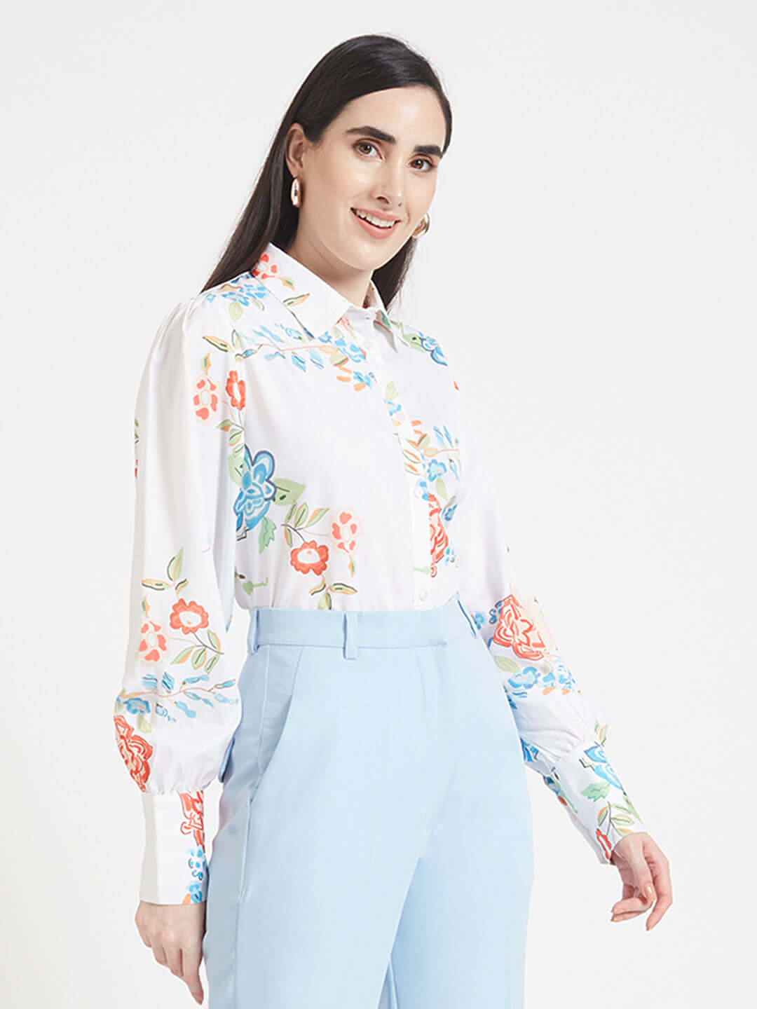 Premium Micro Digital Print Puff Sleeve Shirt