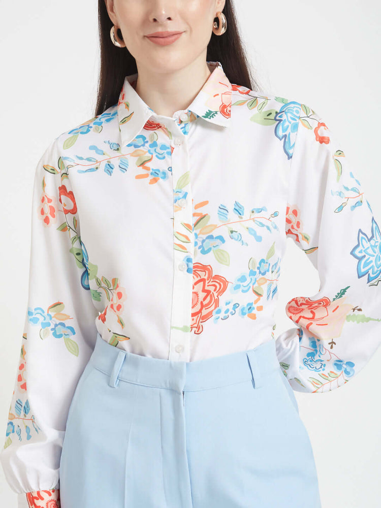 Premium Micro Digital Print Puff Sleeve Shirt