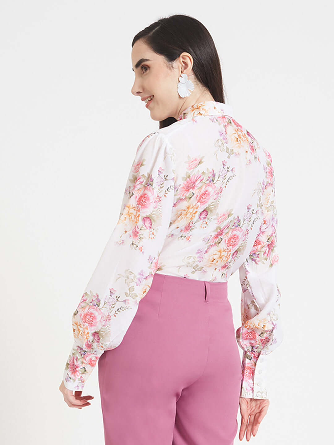 Premium Muslin Digital Print Puff Sleeve Shirt