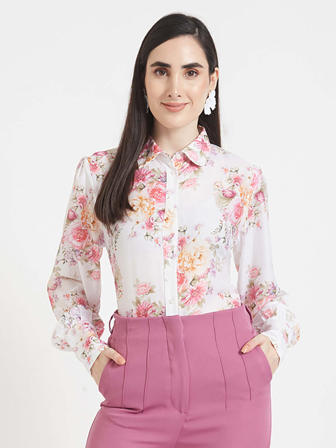 Premium Muslin Digital Print Puff Sleeve Shirt