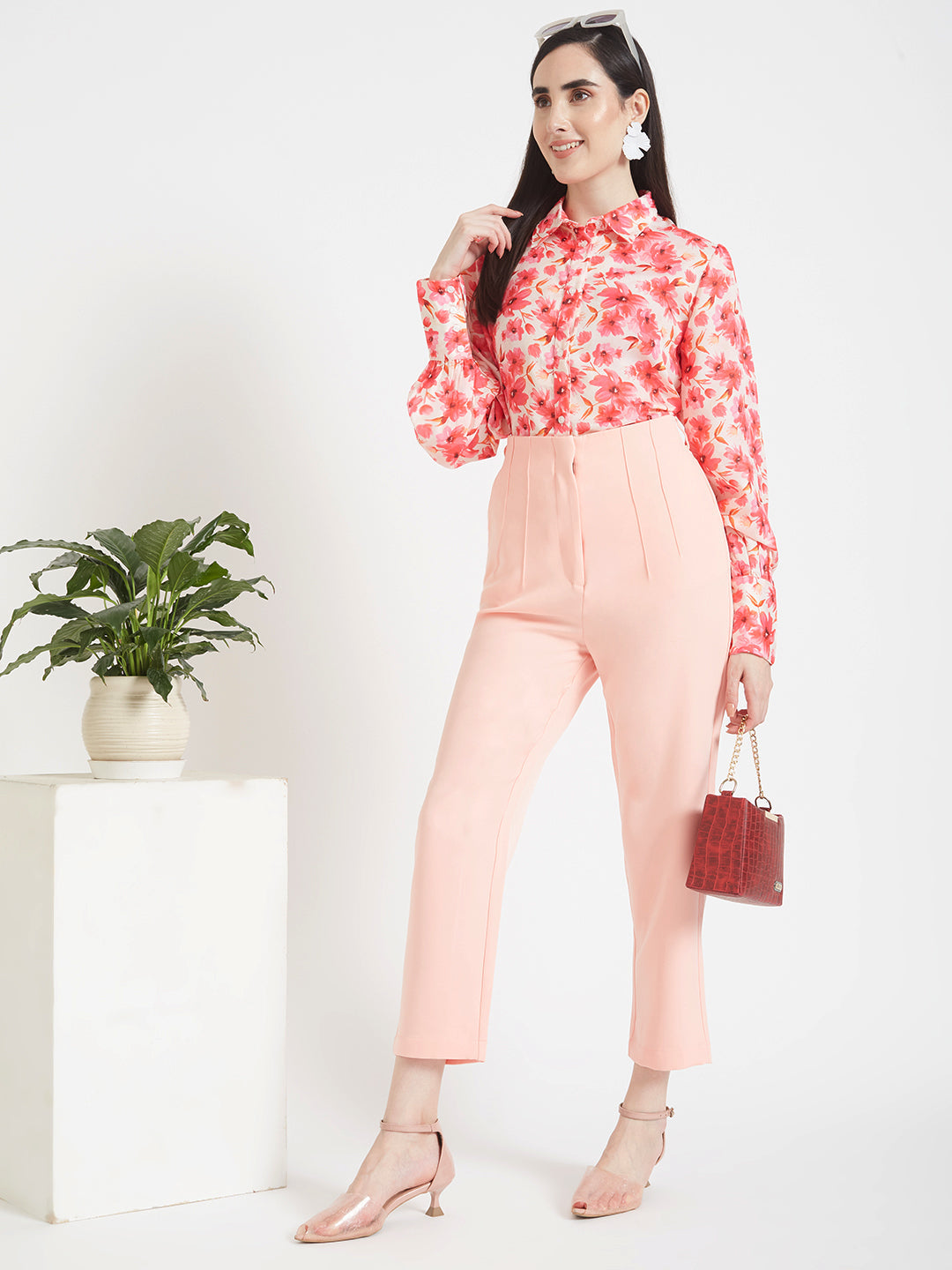 Luxury Satin Digital Print Puff Sleeve Shirt