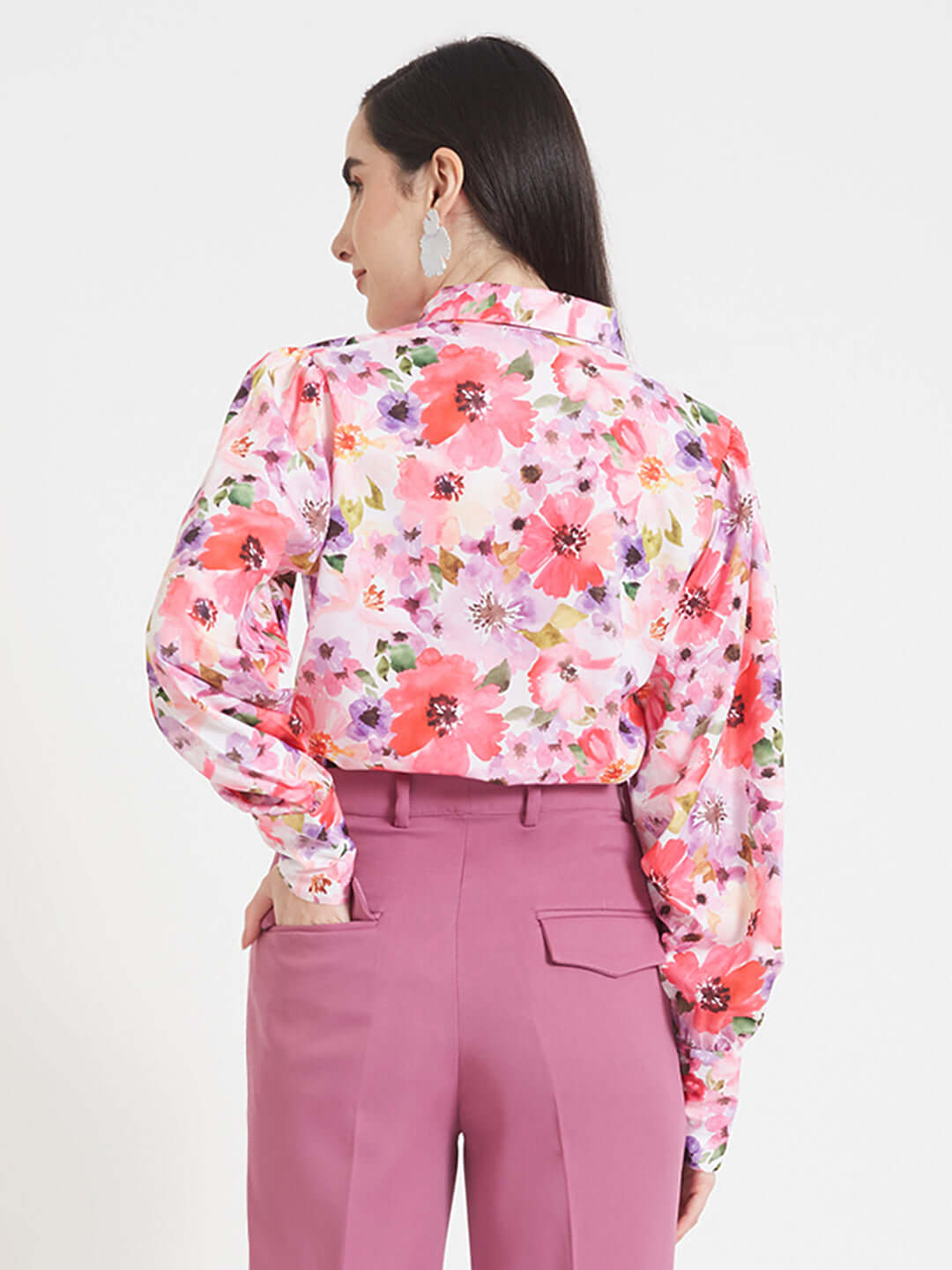 Premium American Crepe Digital Print Puff Sleeve Shirt