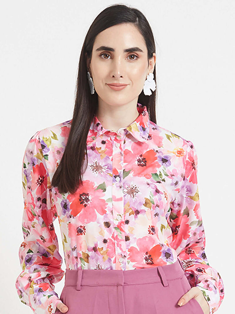 Premium American Crepe Digital Print Puff Sleeve Shirt