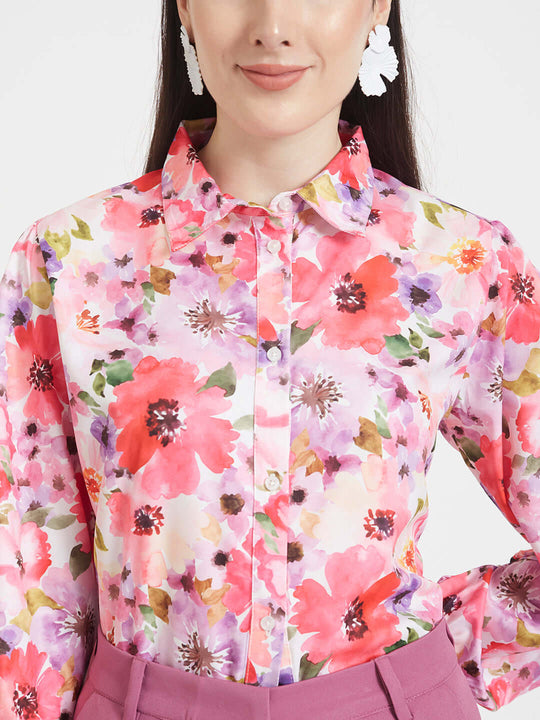 Premium American Crepe Digital Print Puff Sleeve Shirt