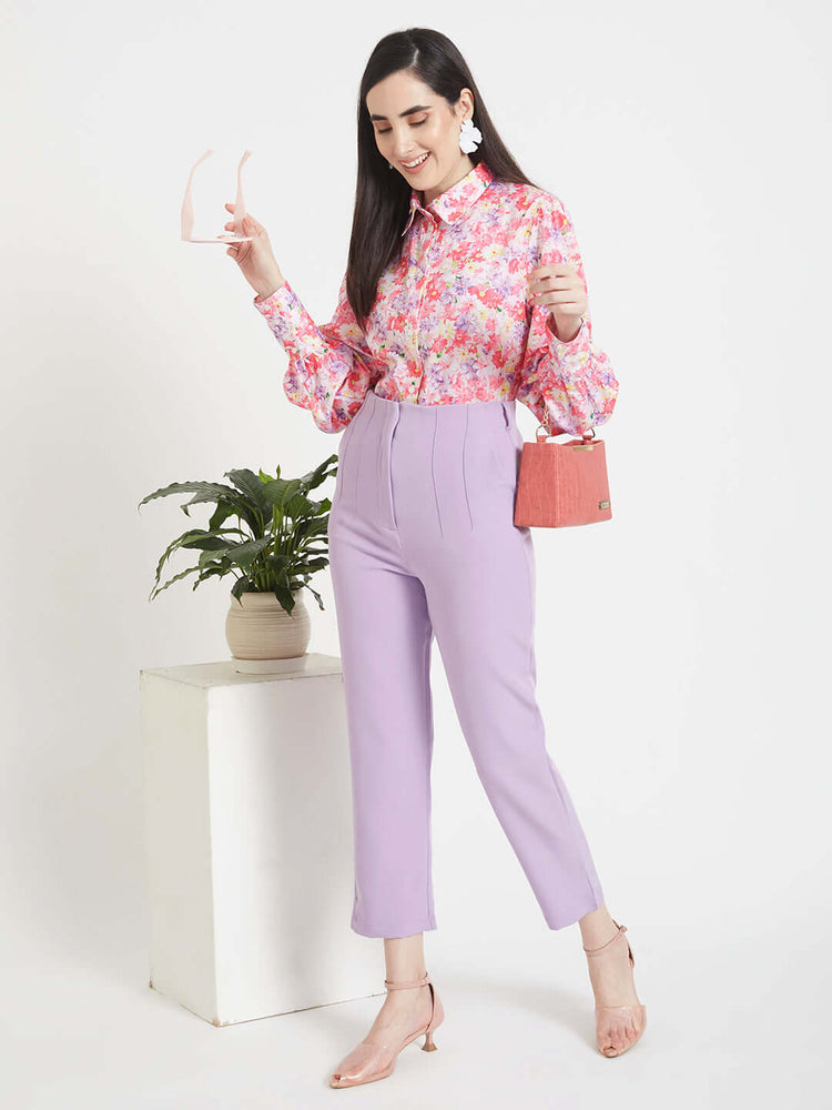 Premium Micro Digital Print Puff Sleeve Shirt