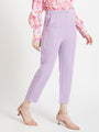 Women'S Luxury Banana Crepe Lilac Skin Fit Multi Pleated Trouser