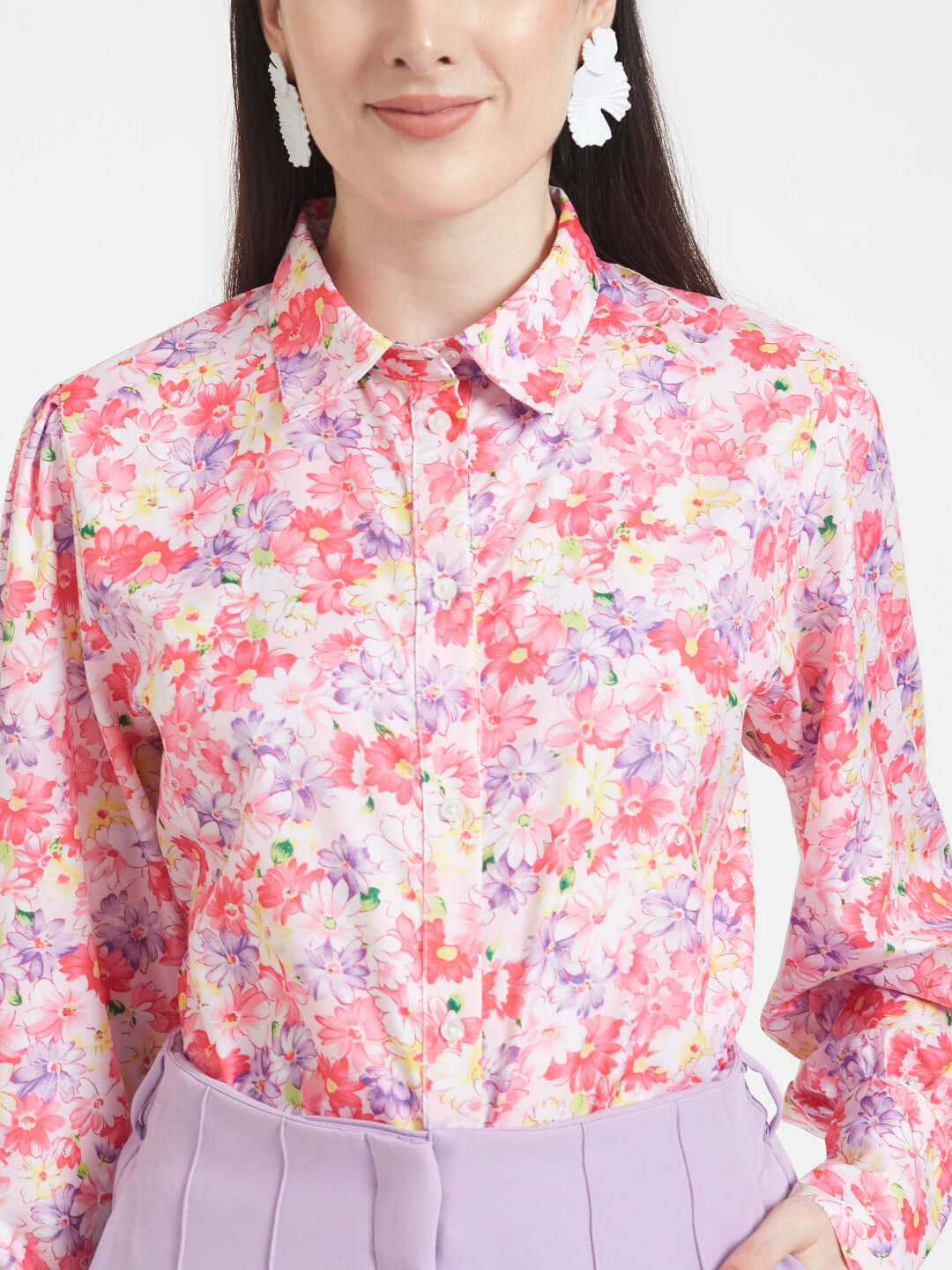 Premium Micro Digital Print Puff Sleeve Shirt