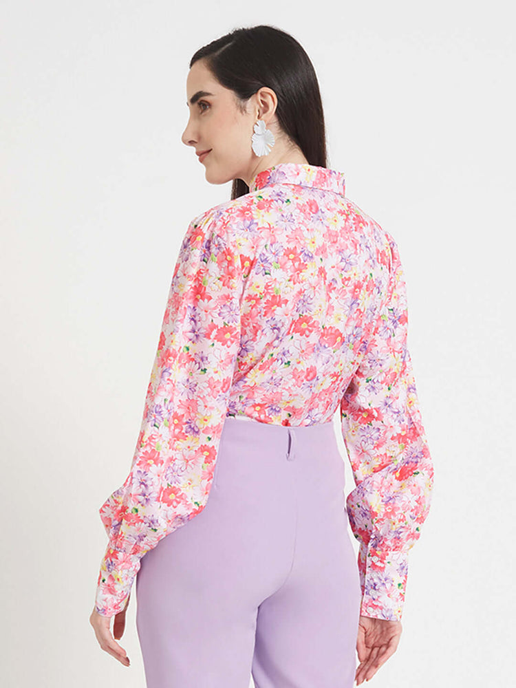 Premium Micro Digital Print Puff Sleeve Shirt