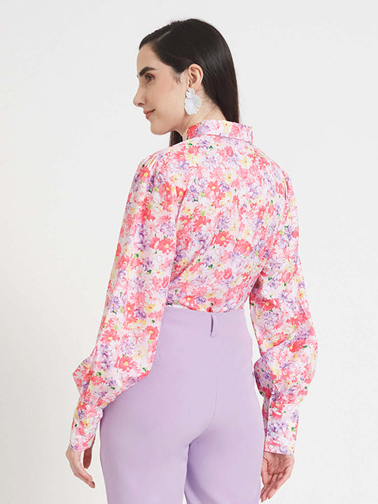 Premium Micro Digital Print Puff Sleeve Shirt