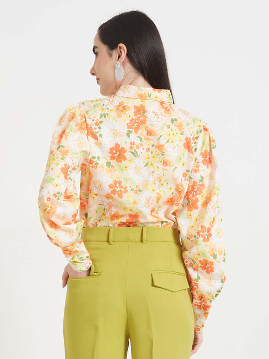 Premium American Crepe Digital Print Puff Sleeve Shirt