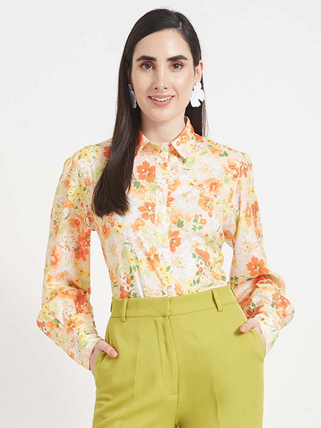 Premium American Crepe Digital Print Puff Sleeve Shirt