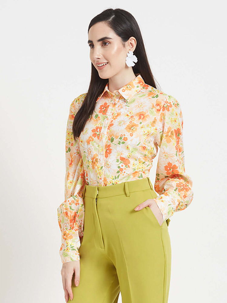 Premium American Crepe Digital Print Puff Sleeve Shirt