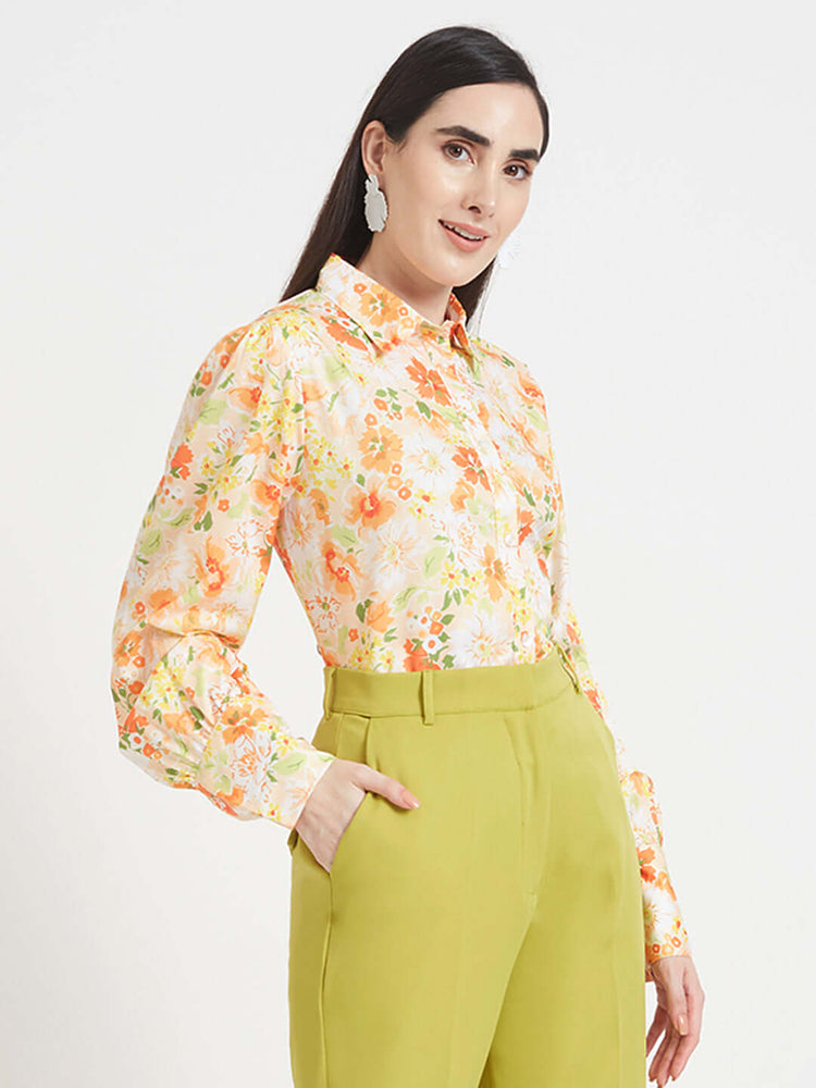 Premium American Crepe Digital Print Puff Sleeve Shirt