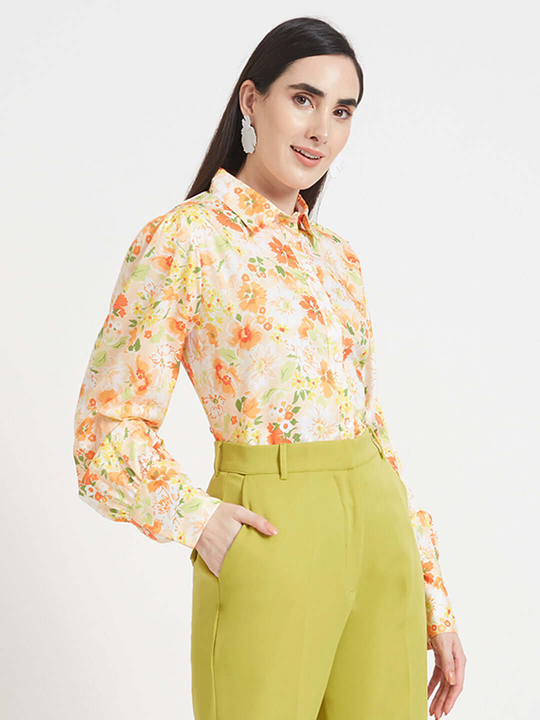 Premium American Crepe Digital Print Puff Sleeve Shirt